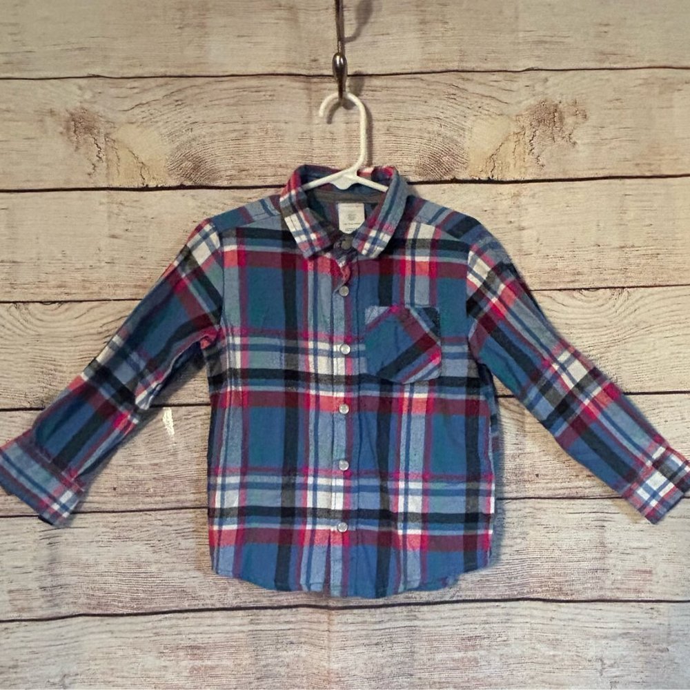 Red/White/Blue Plaid Shirt - Boys 4T